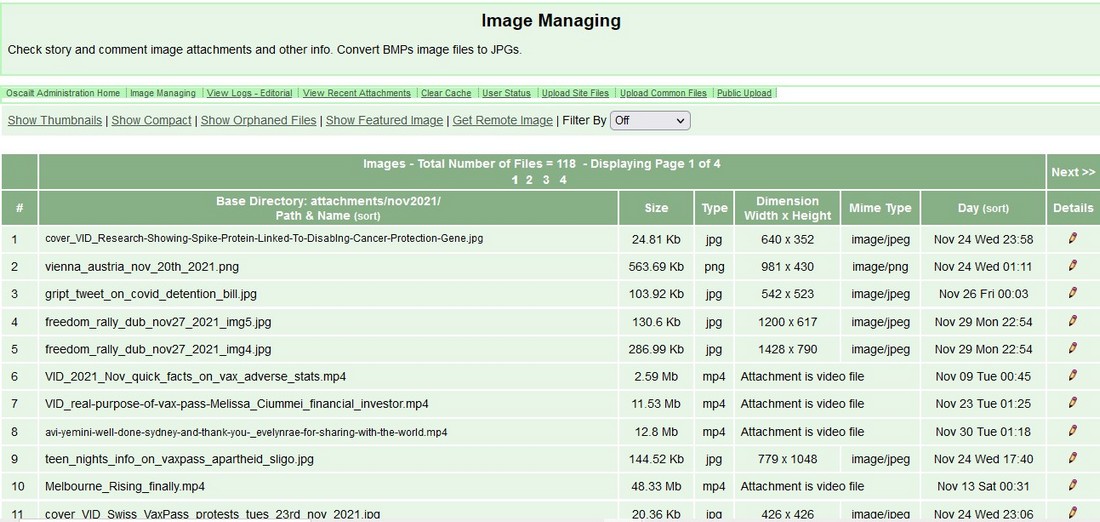 Fig 5.22a: Main Image Manager Page